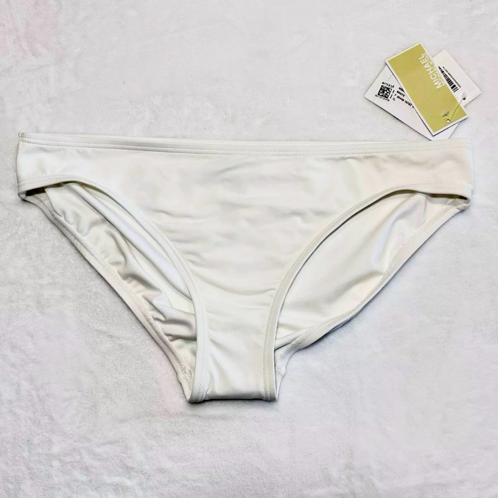Michael Kors Bikini Bottoms Size XL Solid White Iconic Classic Style New W/ Tags